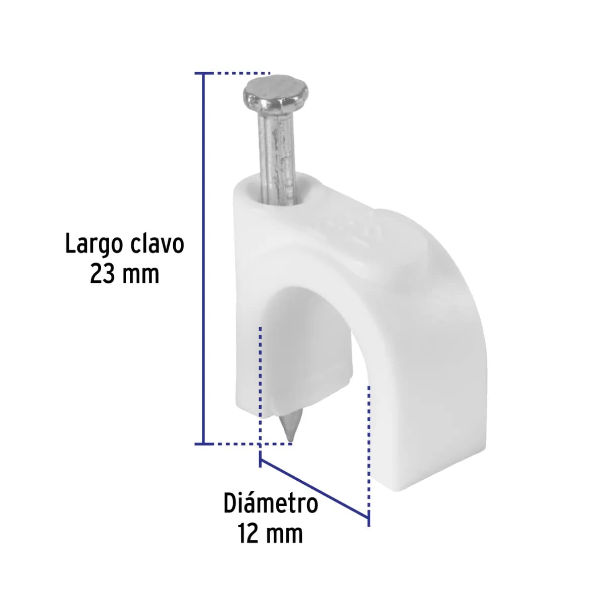 Bolsa con 20 Grapas Blancas 12 mm para Cable Redondo Volteck - 48275