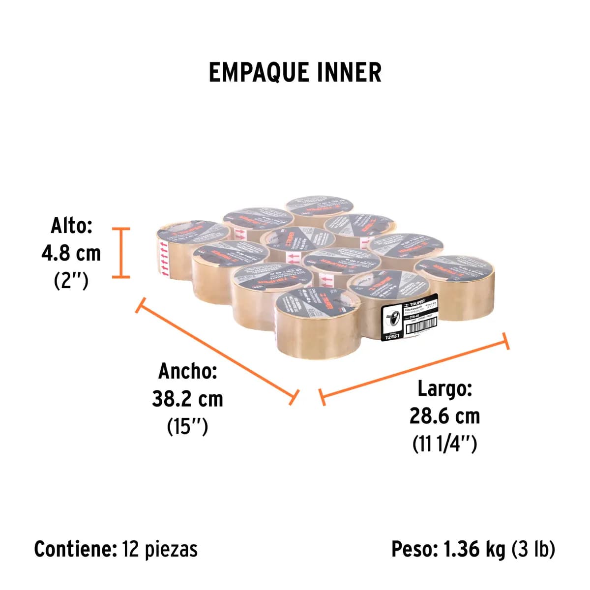 Cinta de Empaque 48 mm x 40 m Transparente Truper - 12551