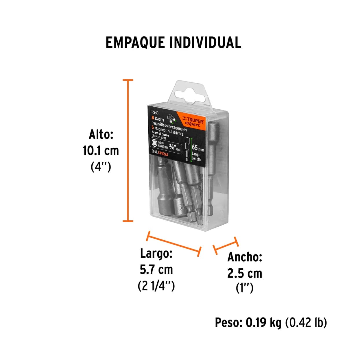 Estuche con 5 Dados Magnéticos 3/8" Truper - 12940