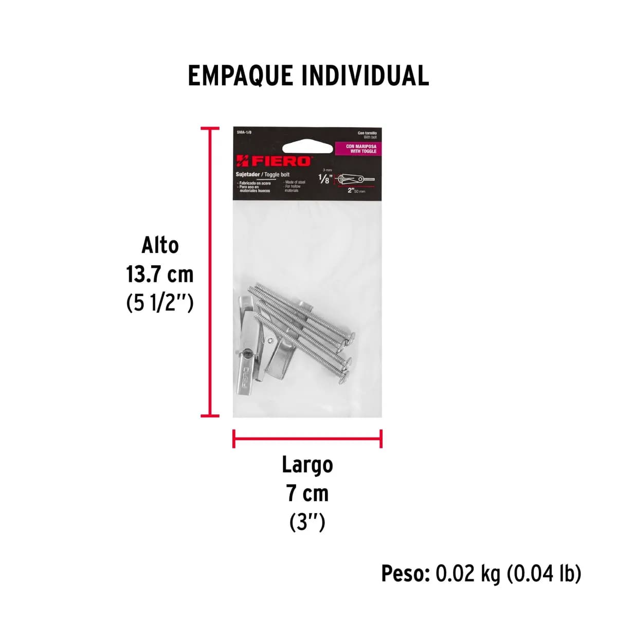 Bolsa con 4 Sujetadores Mariposa 1/8" x 2" Fiero - 47358