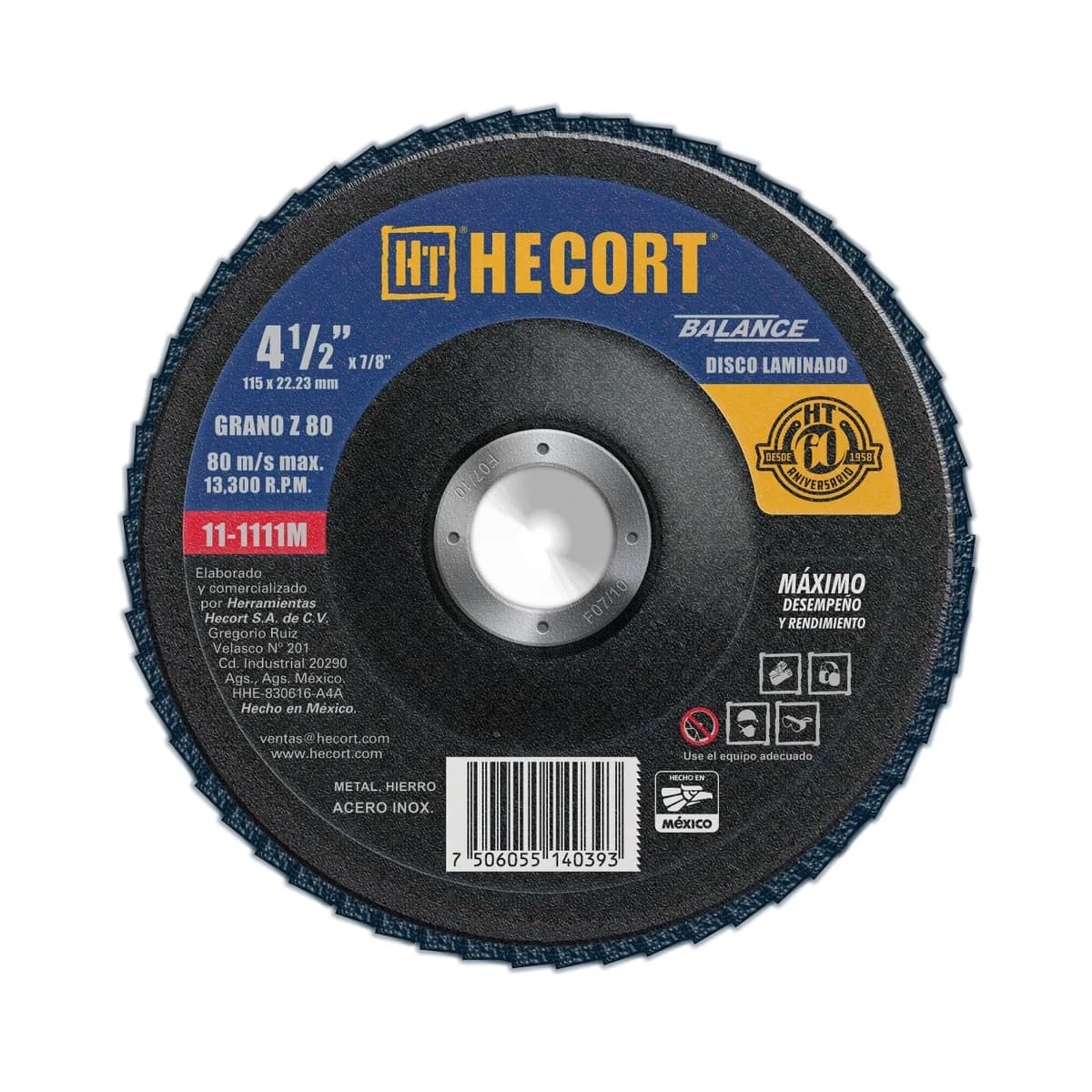 Disco Laminado 4 1/2" Grano 80 HECORT - 111111M