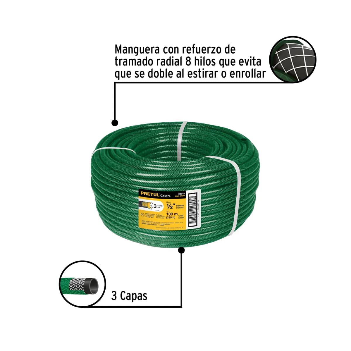 Manguera Tricapa 1/2" Venta por Metro Pretul - 25046