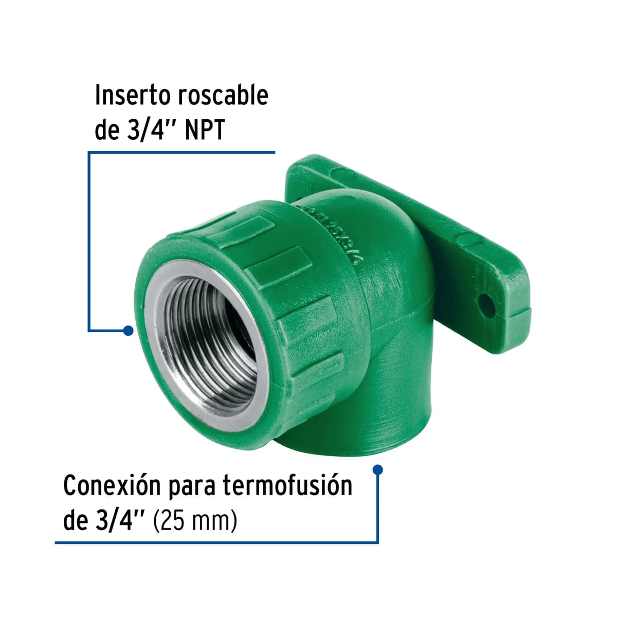Codo Pipa con Oreja 90° PPR 3/4" Hembra con Inserto Metálico Foset - 45264