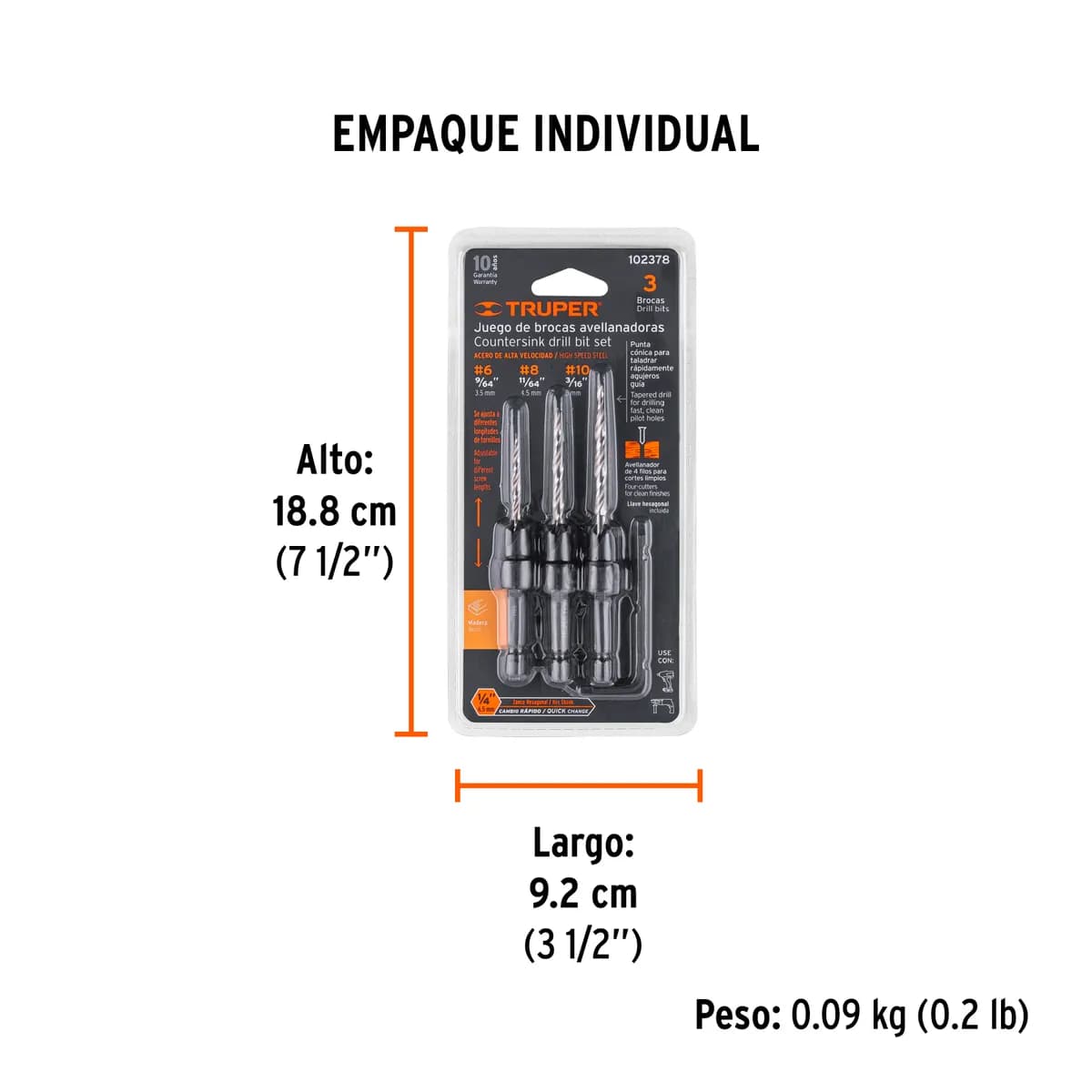 Juego de 3 Brocas Avellanadoras Truper - 102378