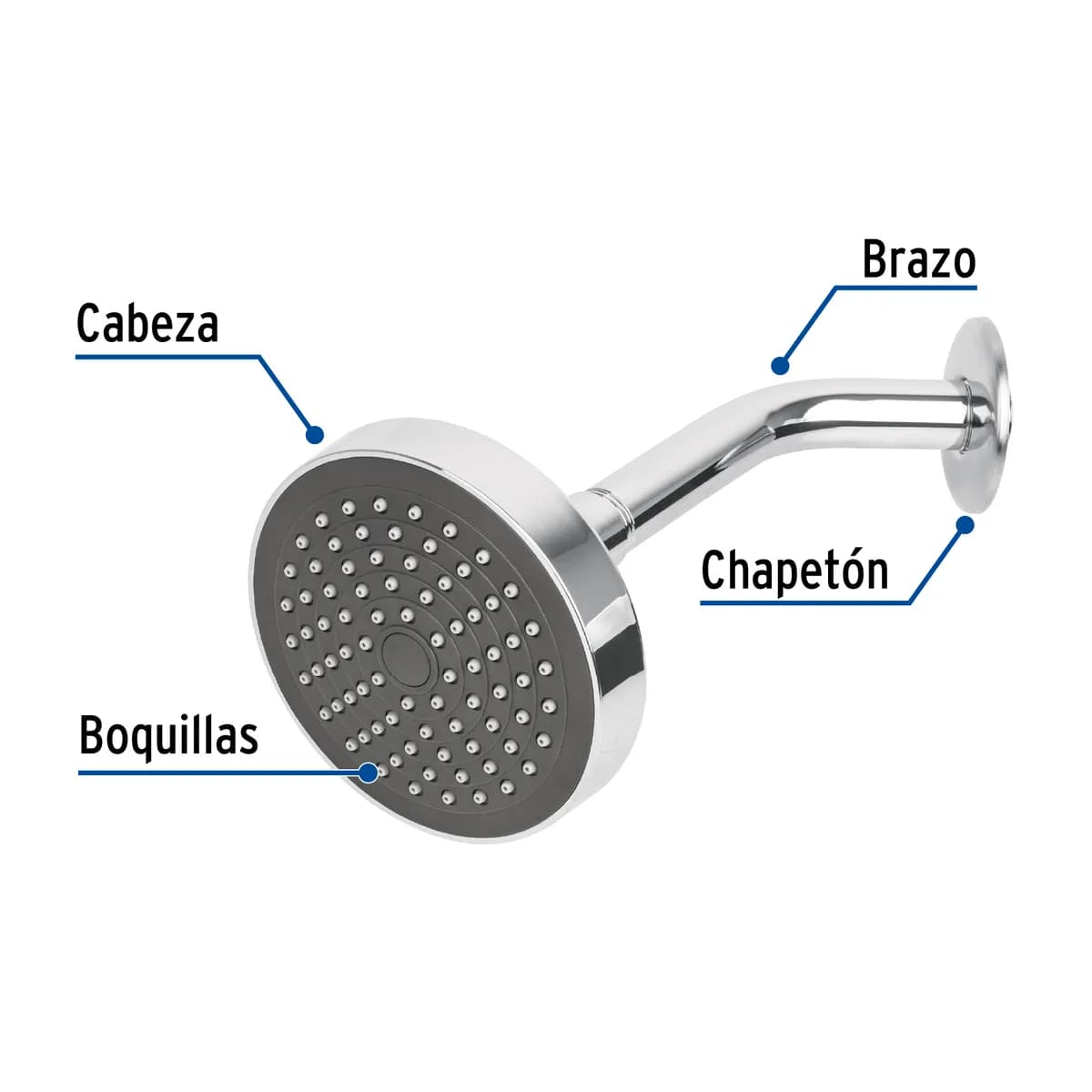 Regadera Redonda 4 1/4" con Brazo y Chapetón Foset - 45067