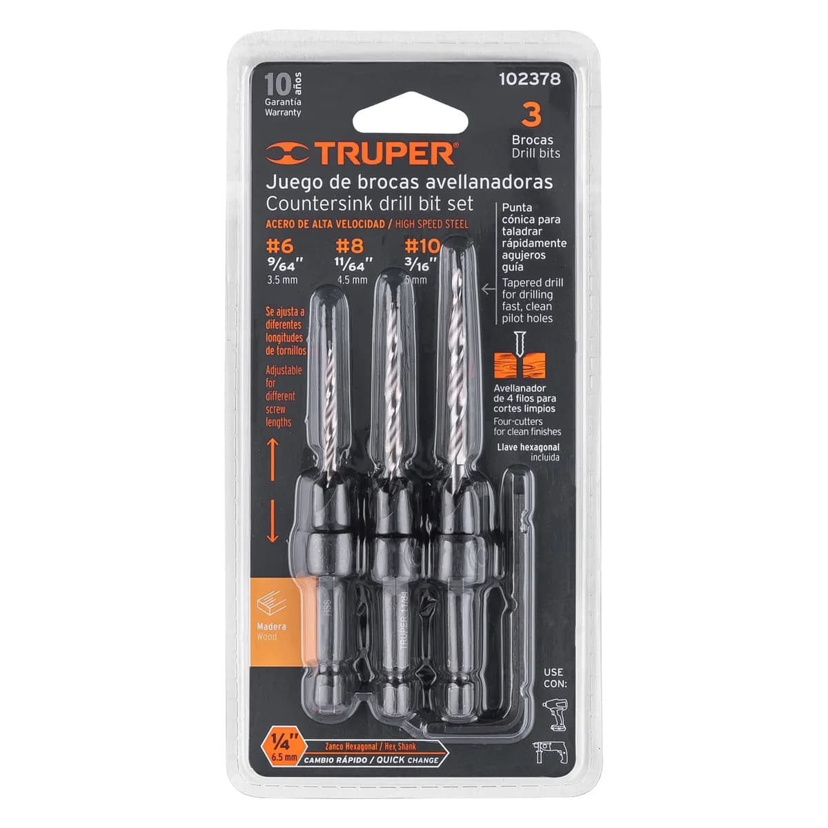 Juego de 3 Brocas Avellanadoras Truper - 102378
