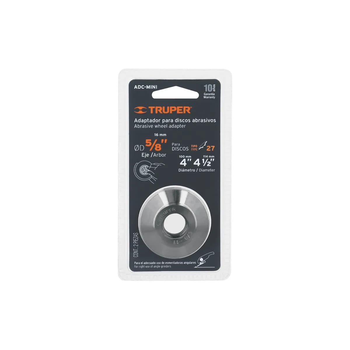 Adaptador para Discos Abrasivos 4" y 4 1/2" Tipo 42 Truper - 10544