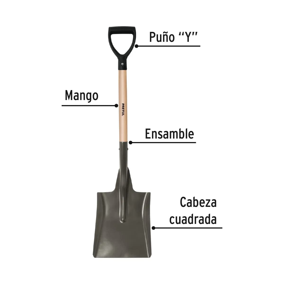 Pala Cuadrada con Puño Pretul PCD-X - 22511