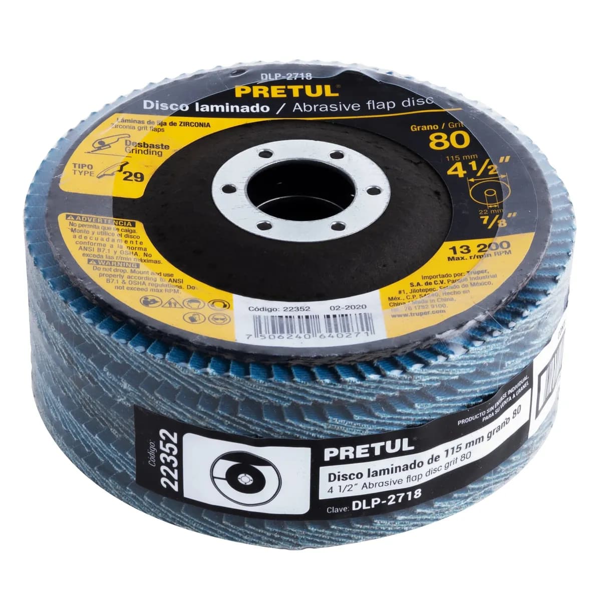 Disco Laminado 4 1/2" Grano 80 Centro 7/8" Pretul - 22352