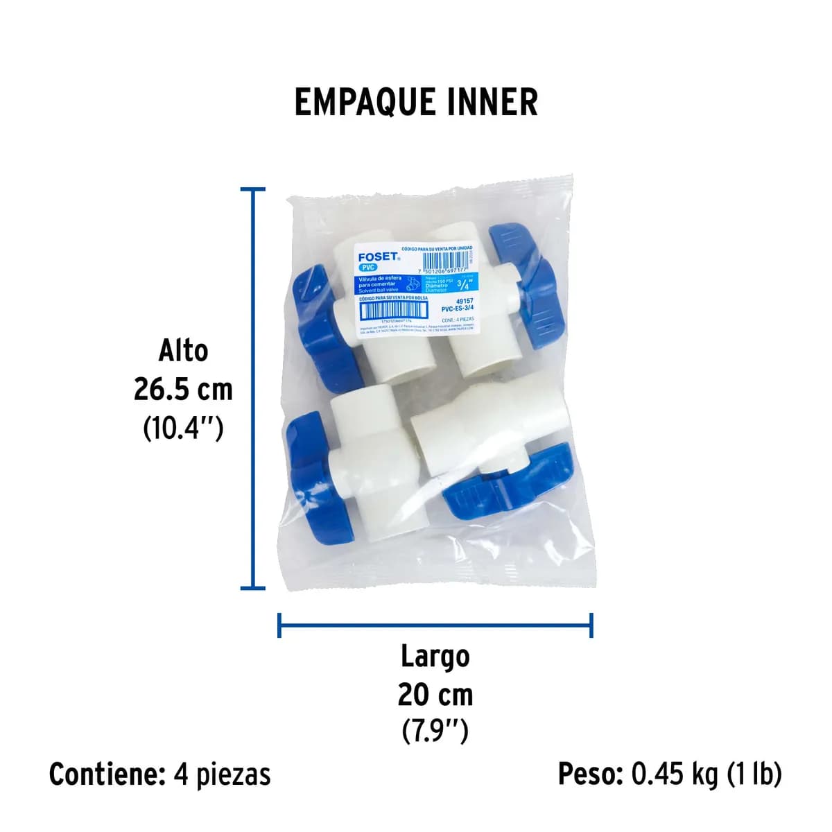 Válvula de Esfera PVC 3/4" para Cementar Truper - 49157
