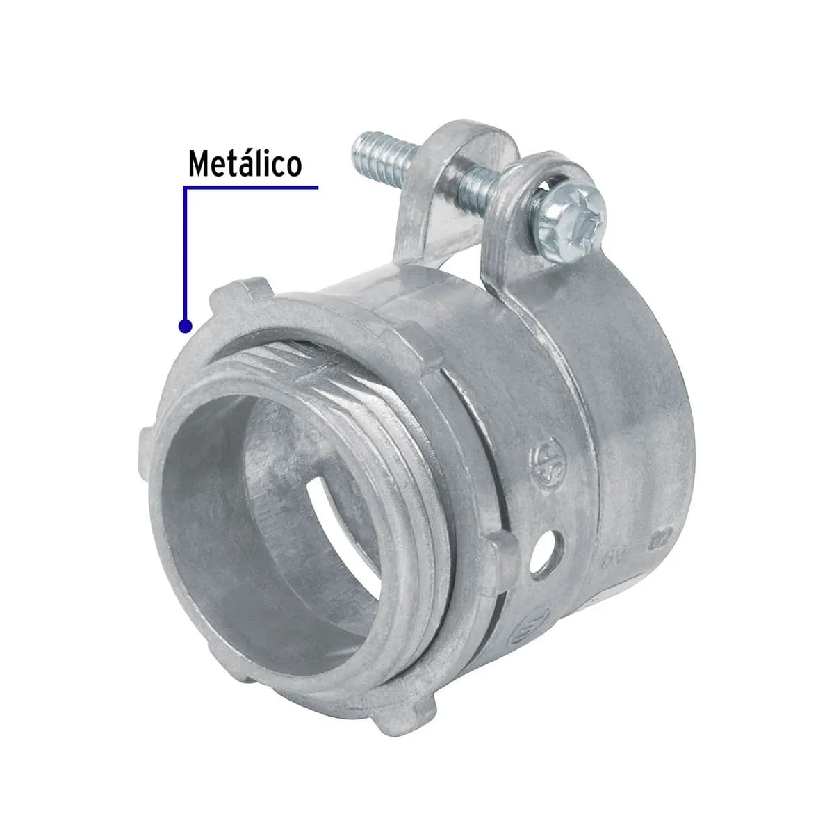 Conector Recto para Tubo Flexible Metálico 1" Volteck - 47342