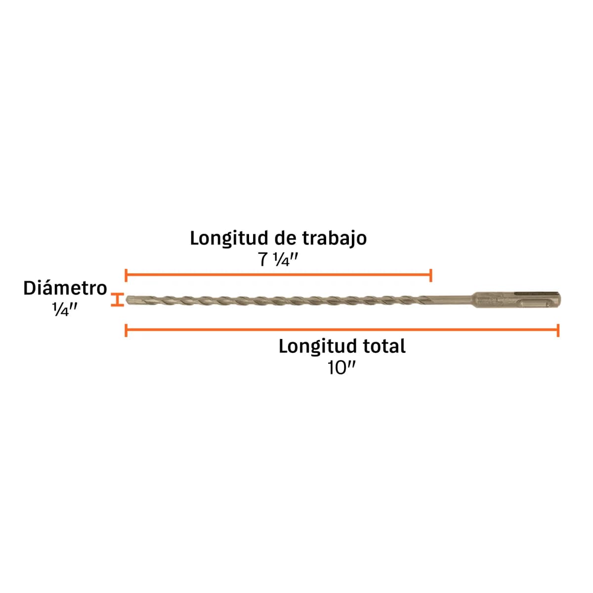 Broca SDS Plus 1/4" x 10" Truper - 11266