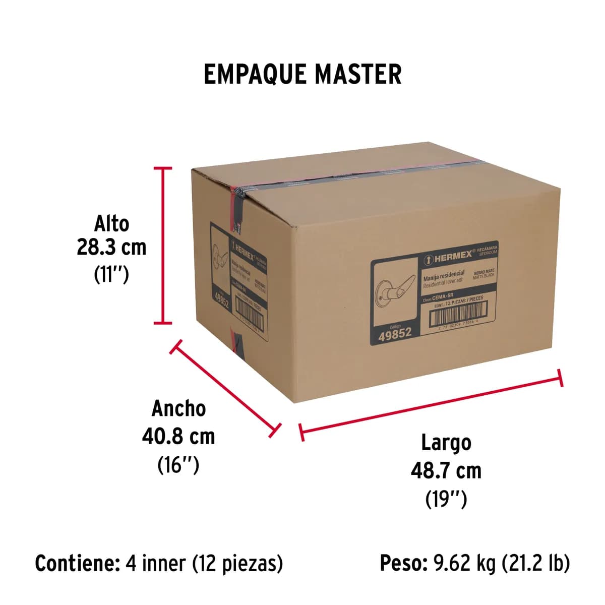 Cerradura de Manija Turín Cilindro Negro Truper - 49852