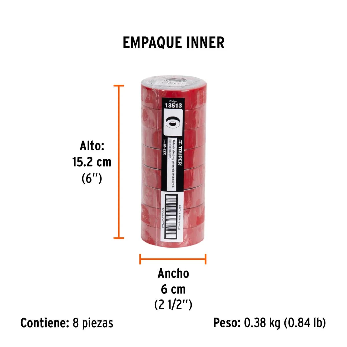 Cinta de Aislar 9 m x 19 mm Roja Truper - 13513