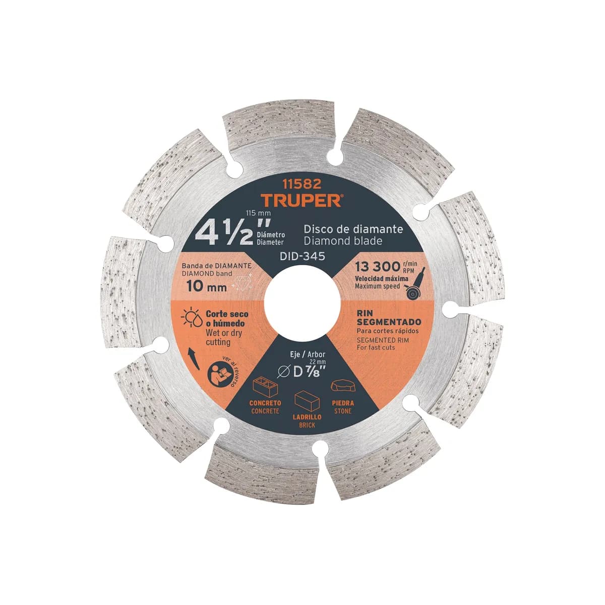 Disco de Diamante 4 1/2" Segmentado DID-345 Truper - 11582