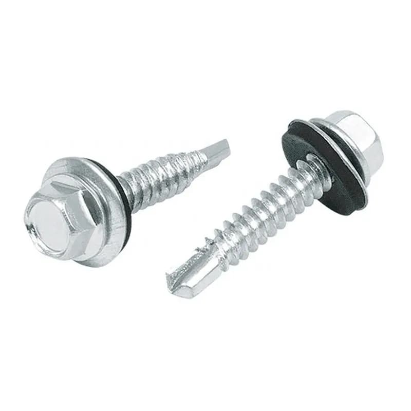 Pija Punta Broca 1/4" x 1 1/2" Hexagonal con Arandela y Empaque HECORT - Paquete de 50 Piezas