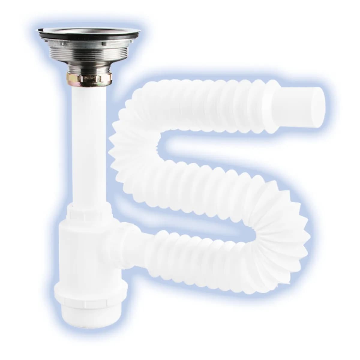 Céspol Flexible para Fregadero con Contra de Acero Inoxidable Bote Grande 80 cm Fleximatic - 3635