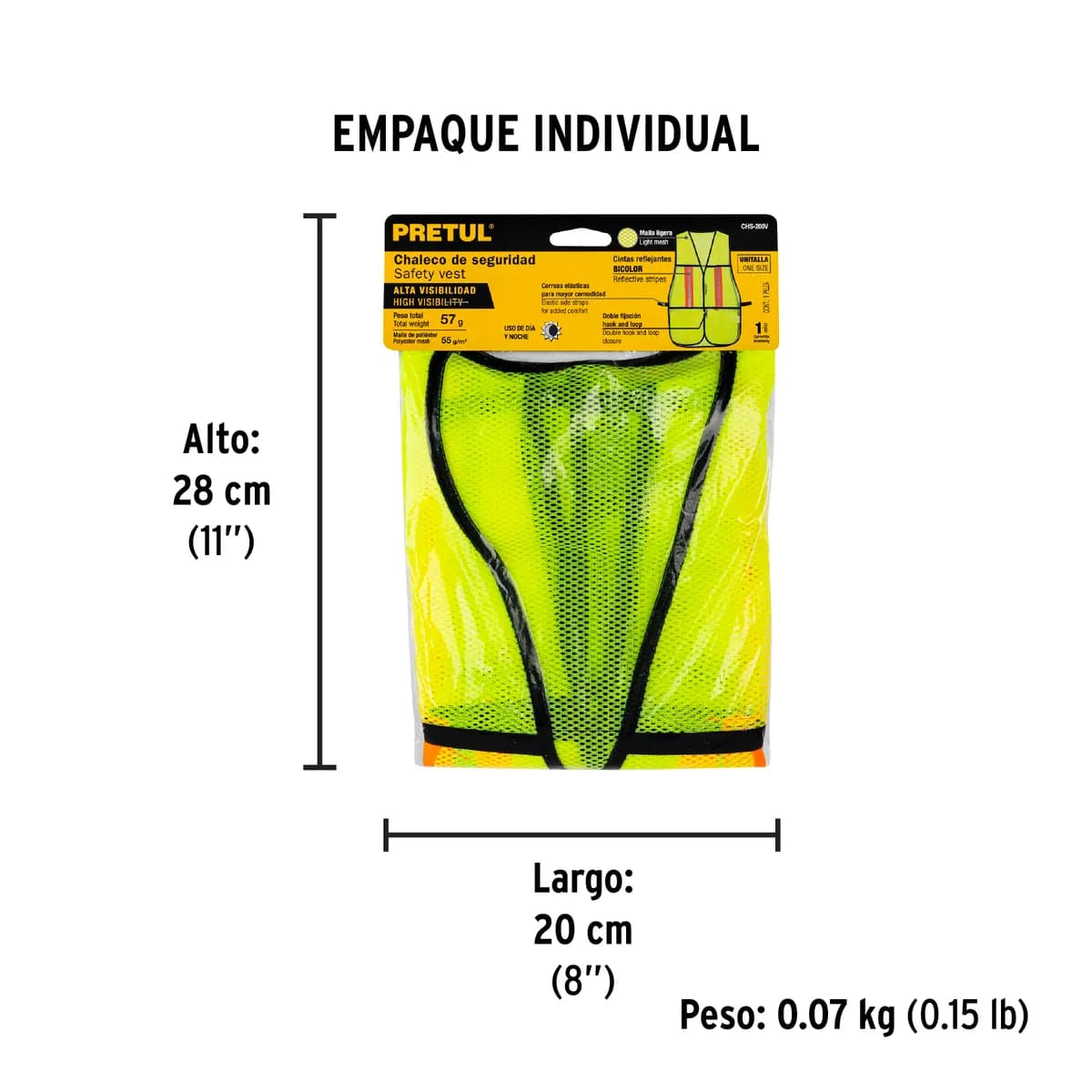 Chaleco de Seguridad con Cintas Reflejantes Verde Pretul - 21026