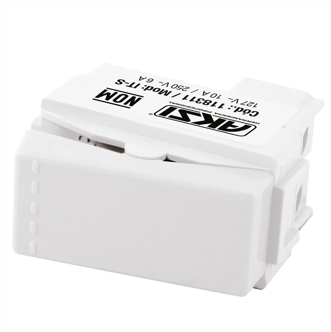 Apagador Sencillo de Tecla 127V/10A Blanco AKSI - 118313