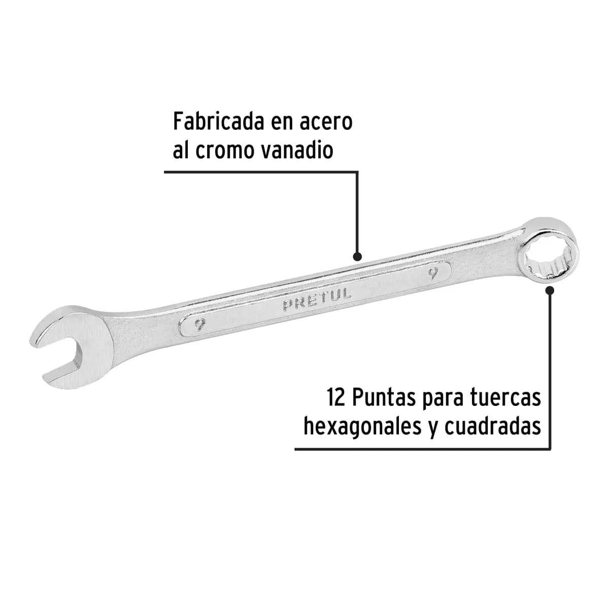 Llave Combinada 9 mm Pretul LL-2009MP - 21903
