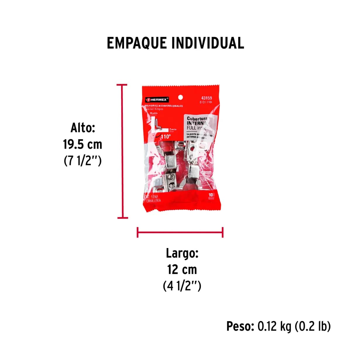 Bolsa con 2 Bisagras Bidimensionales 110° Truper - 43159
