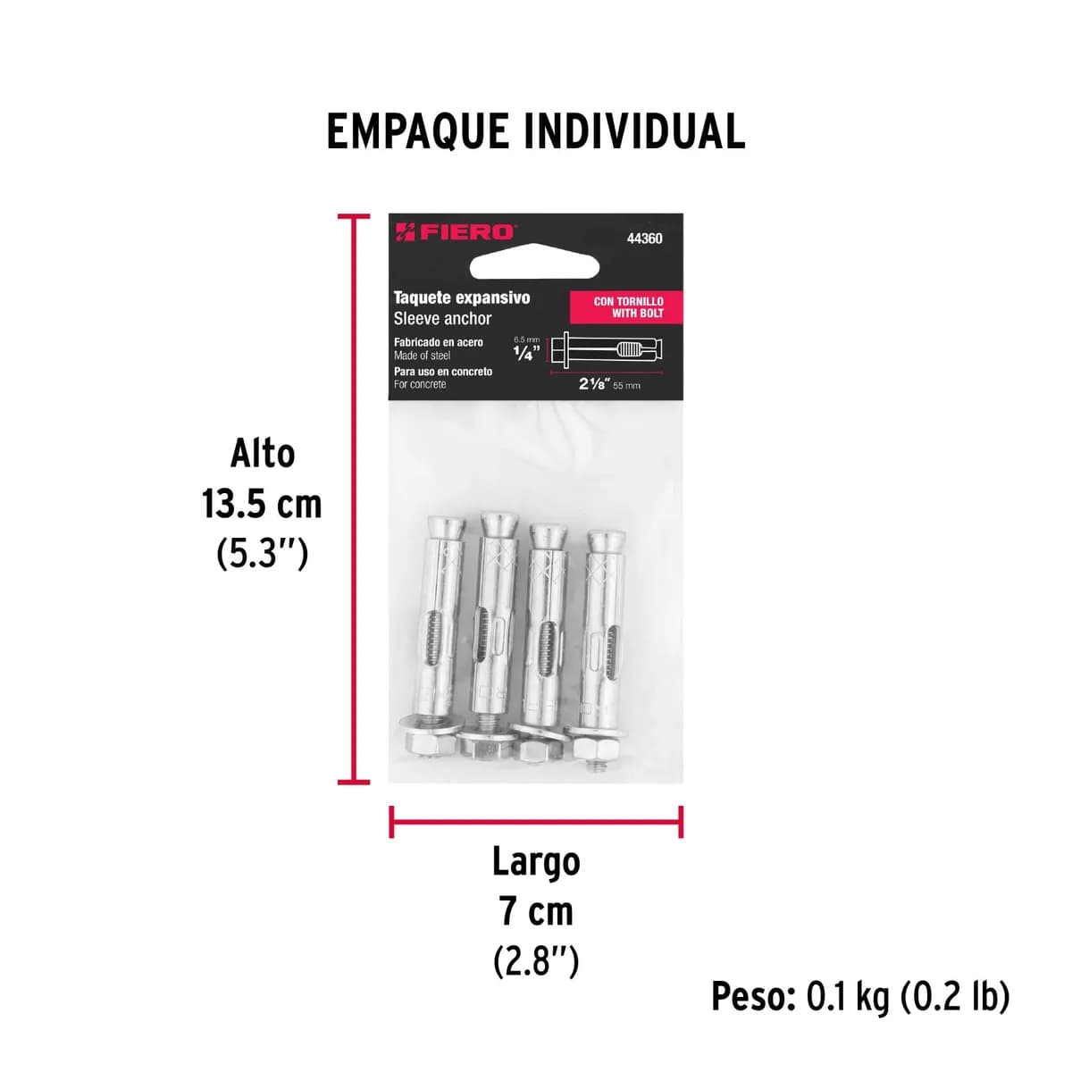 Bolsa con 4 Taquetes Expansivos 1/4" Fiero - 44360