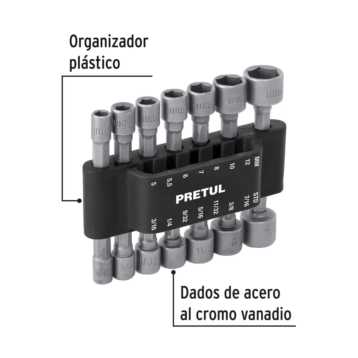Juego de 14 Dados para Taladro Pretul - 12844