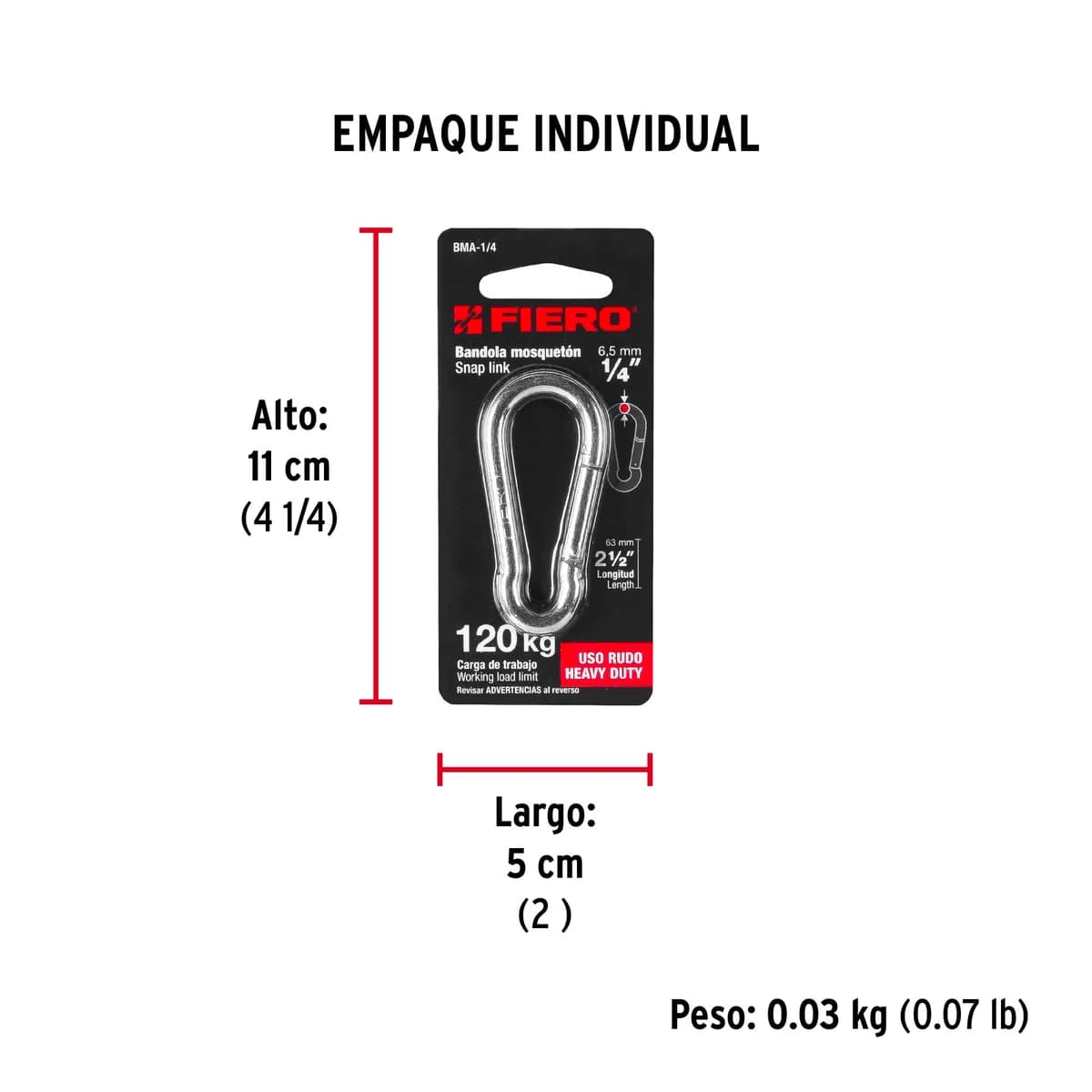 Bandola Mosquetón de Acero 1/4" Fiero - 44038