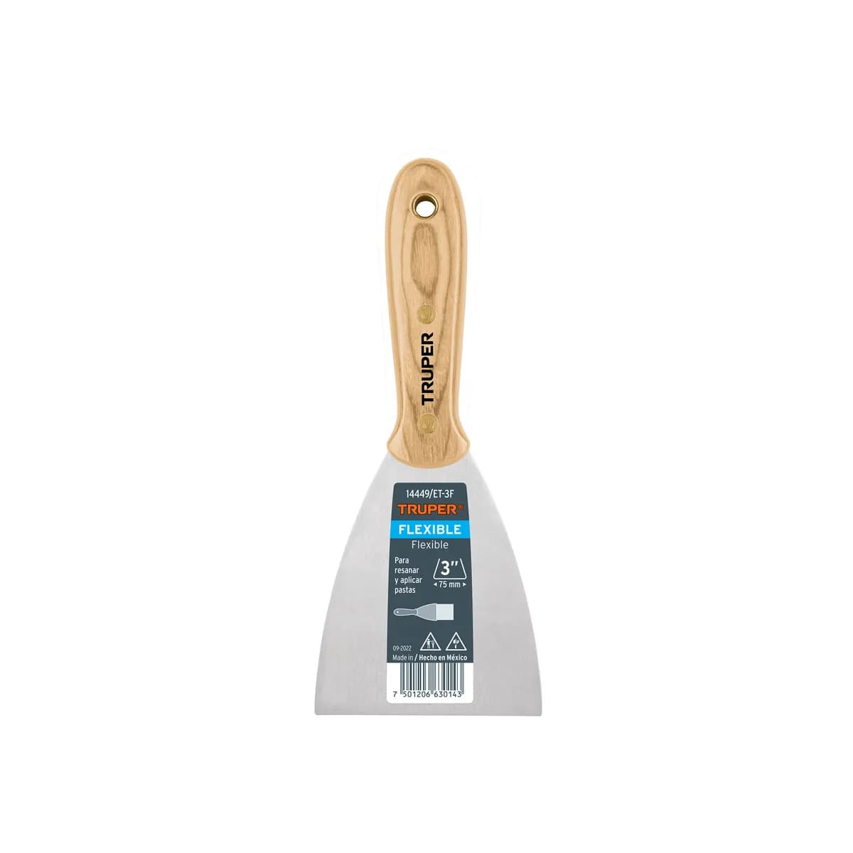 Espátula Flexible 3" Mango de Madera Truper - 14449