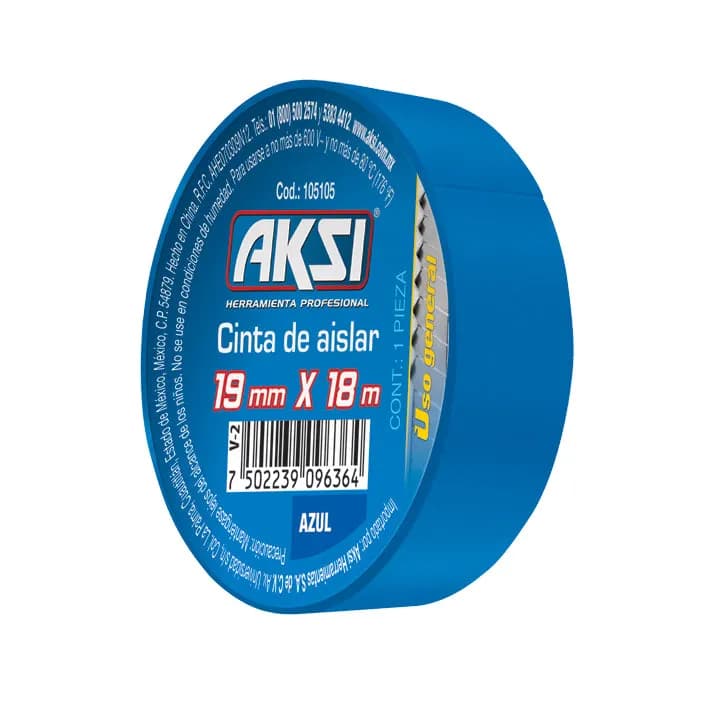 Cinta de Aislar Azul 19 mm x 18 Metros AKSI - 105105