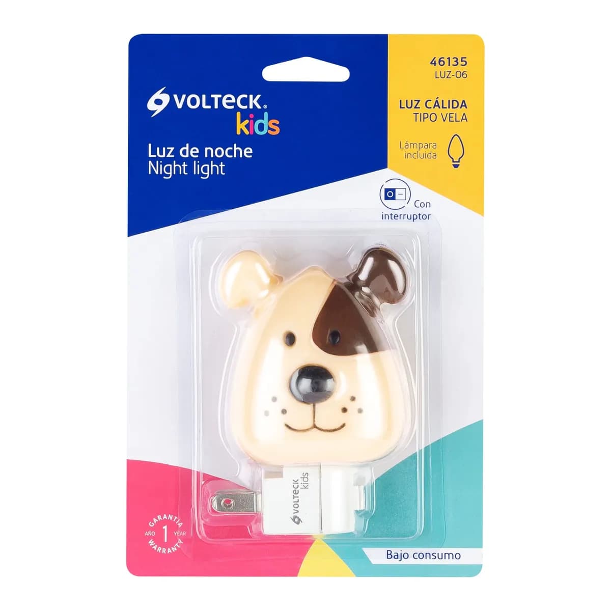 Luz de Noche con Lámpara E12 Diseño Perro Volteck - 46135