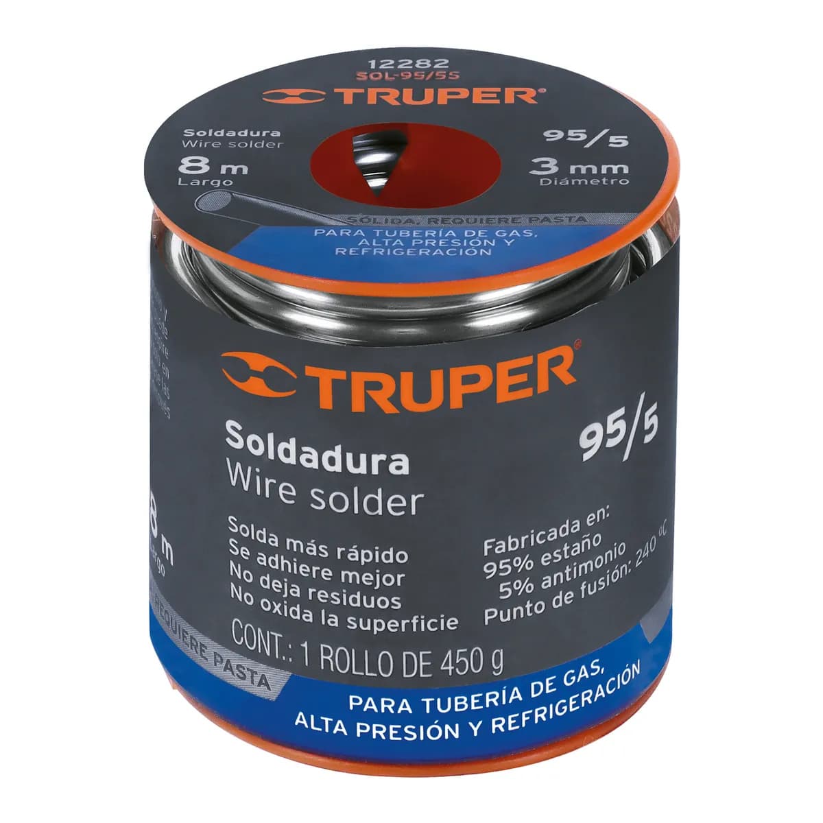 Soldadura Sólida 95/5 450 g para Gas Truper - 12282