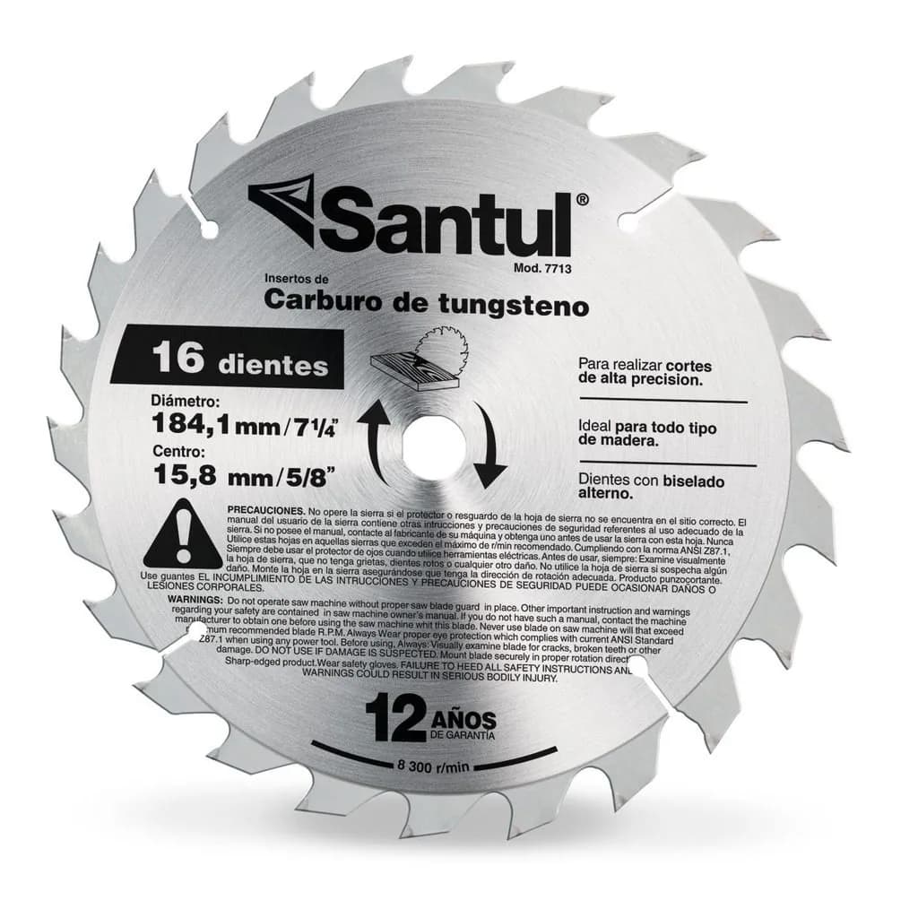 Sierra Circular para Madera 24 Dientes 7 1/4" Santul - 7715