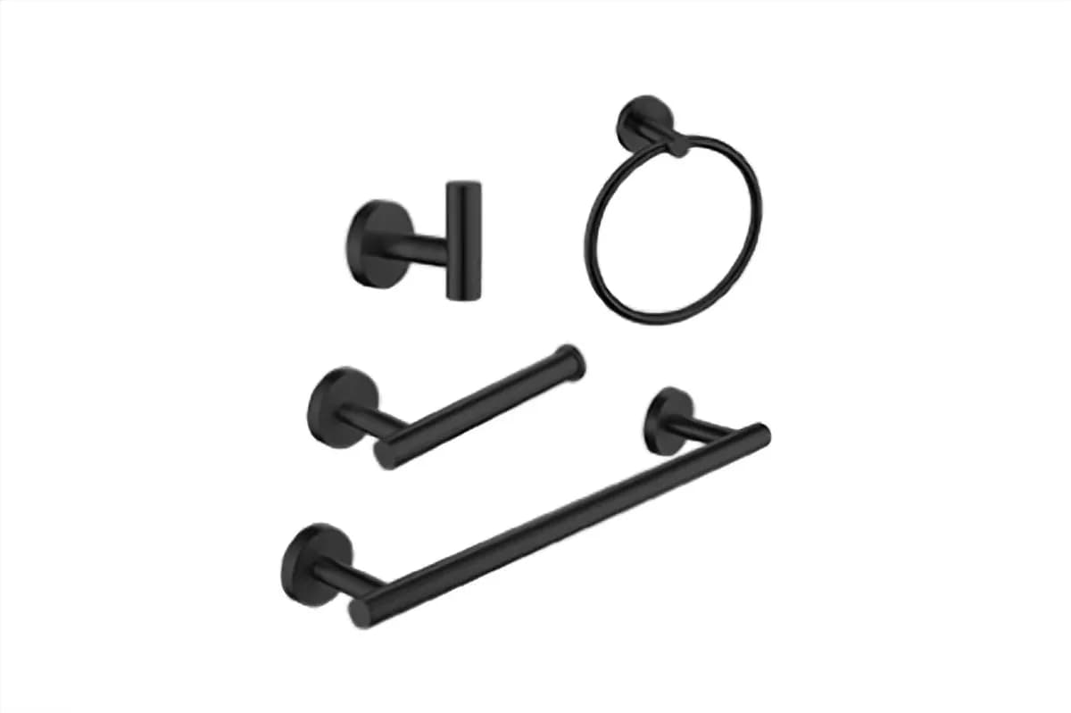 Juego de Accesorios para Baño 4 Piezas Negro Mate Meer - ACC-014