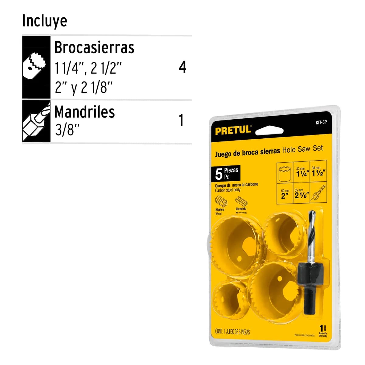 Juego de Brocasierras 5 Piezas Pretul KIT-5P - 23550