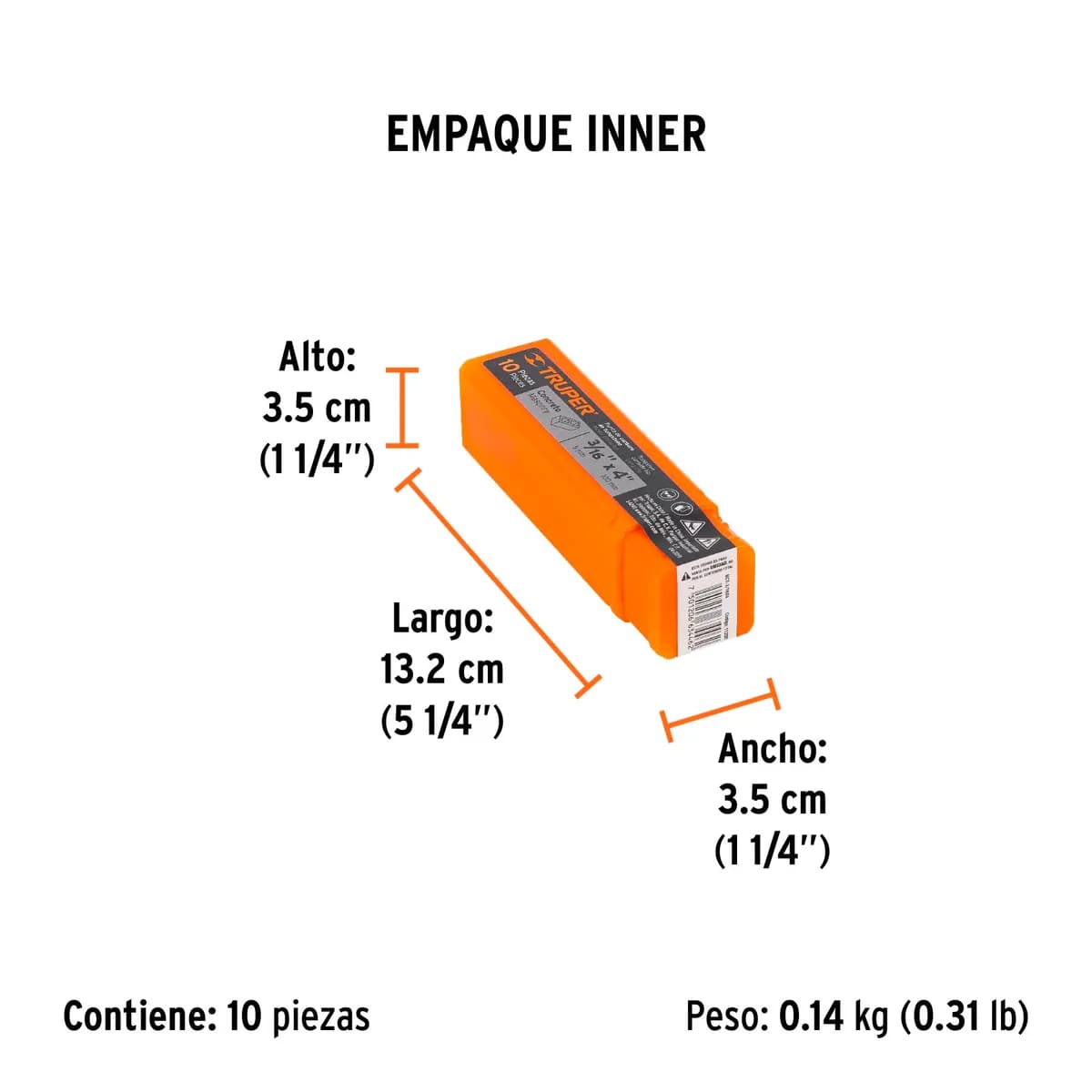 Broca para Concreto 3/16" x 4" Truper - 11200