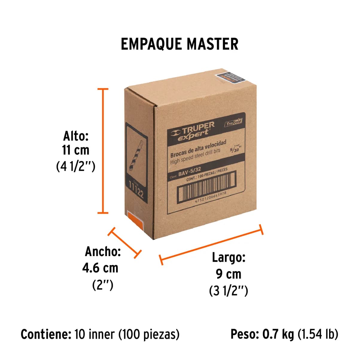 Broca HSS 5/32" Trugold para Metal Truper Expert - 11122
