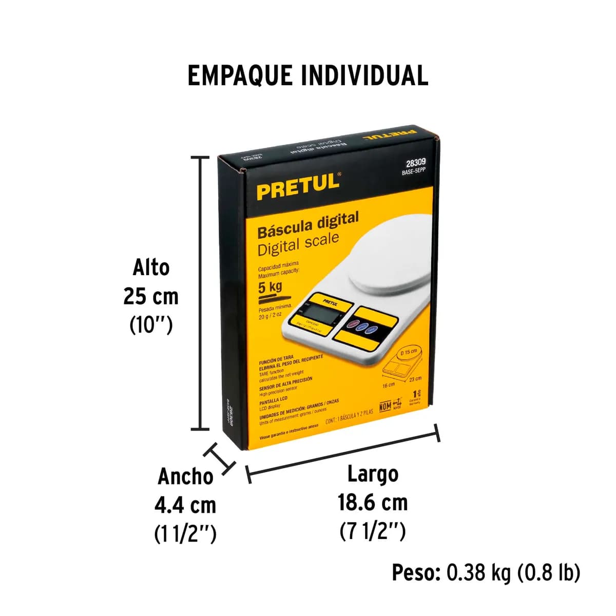 Báscula Digital para Cocina 5 kg Pretul - 28309