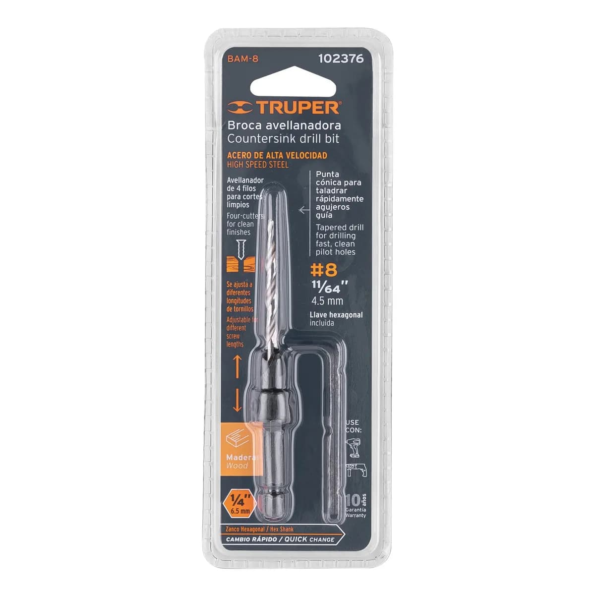Broca Avellanadora para Madera #8 Truper - 102376