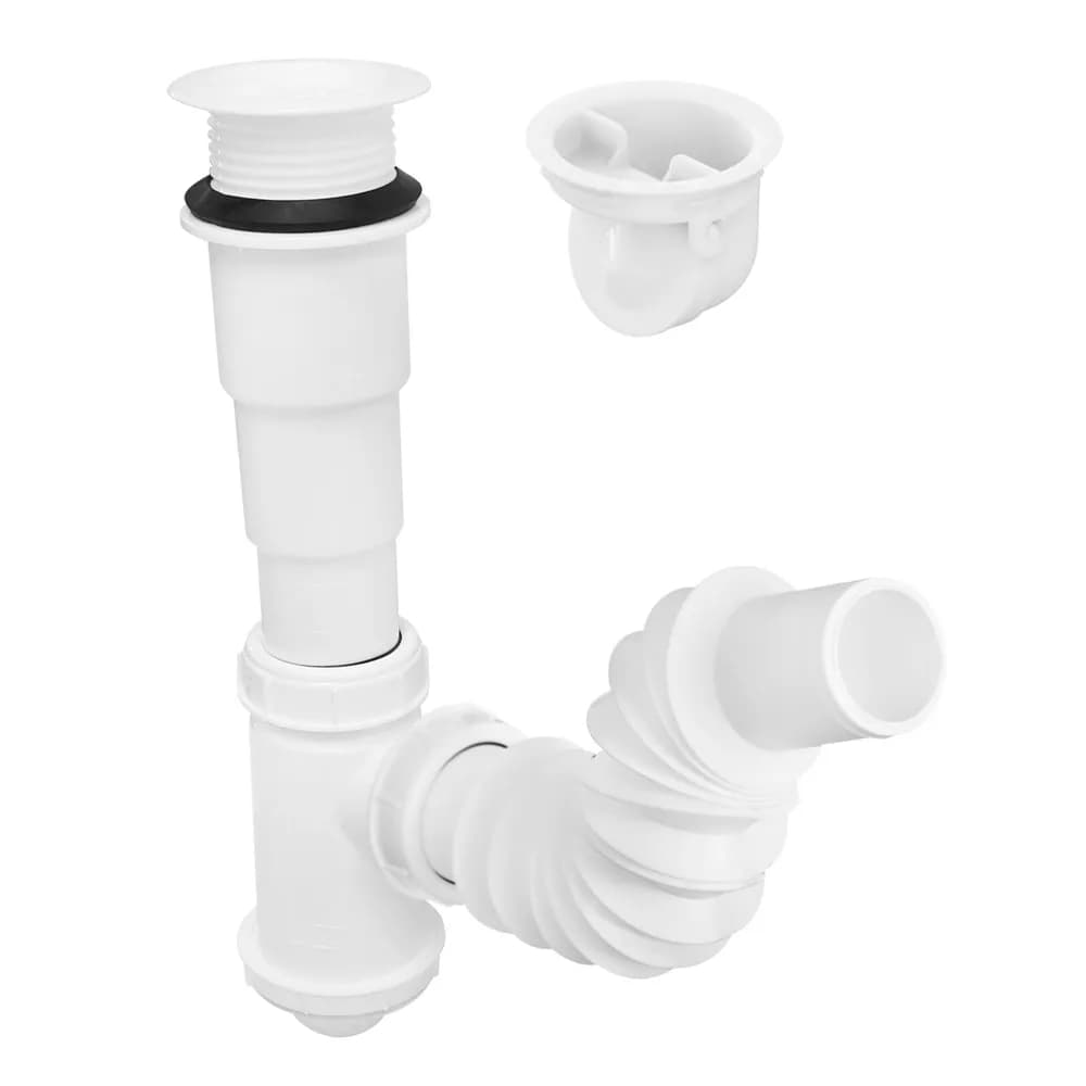 Céspol para Fregadero con Rejilla Blanco Bote Chico 25 cm y Check Antiolor Fleximatic - 2287