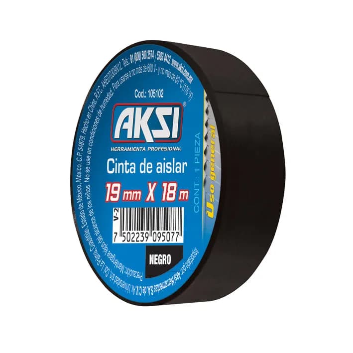 Cinta de Aislar Negra 19 mm x 9 Metros AKSI - 105101