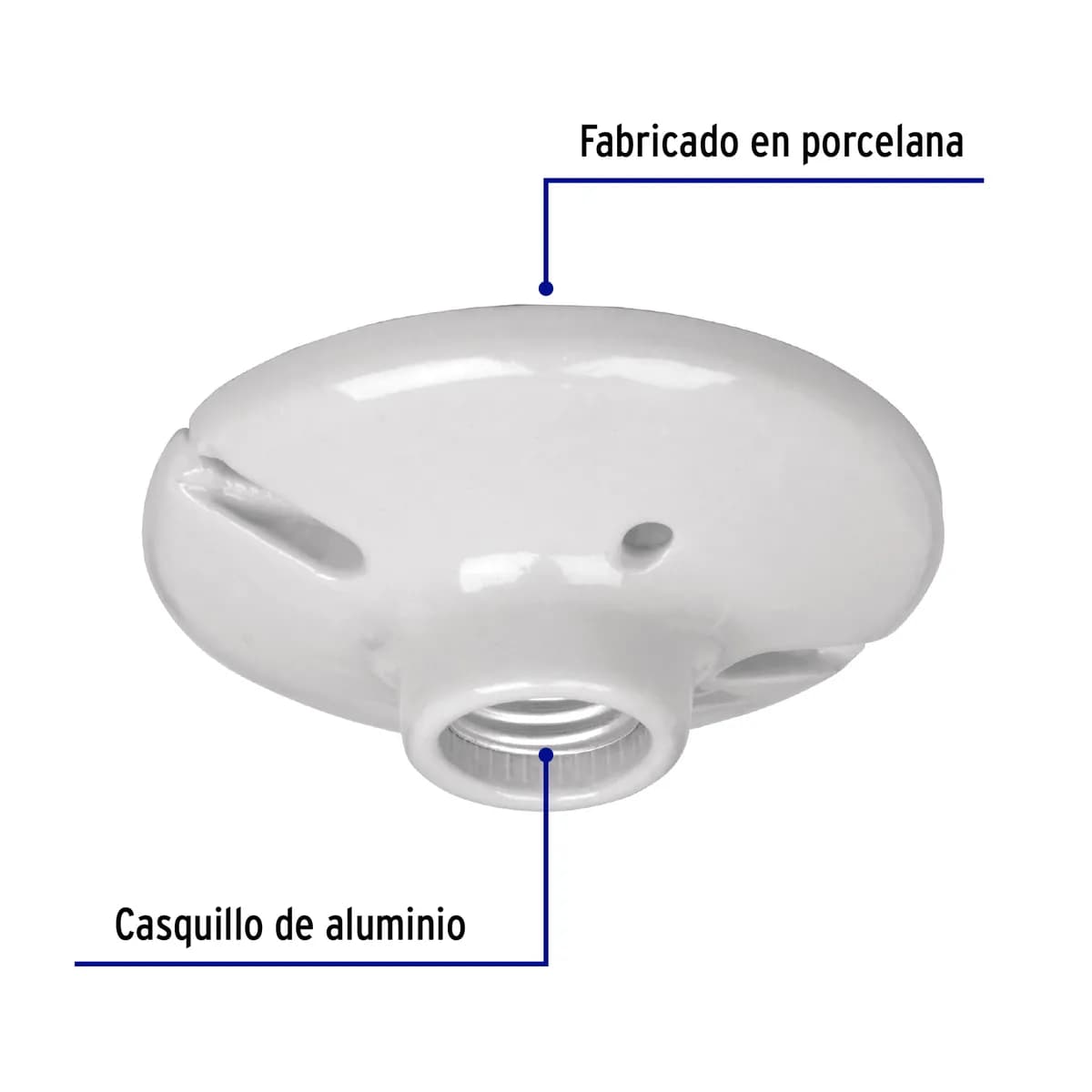 Portalámpara de Porcelana 4 1/2" Redonda Volteck - 47915