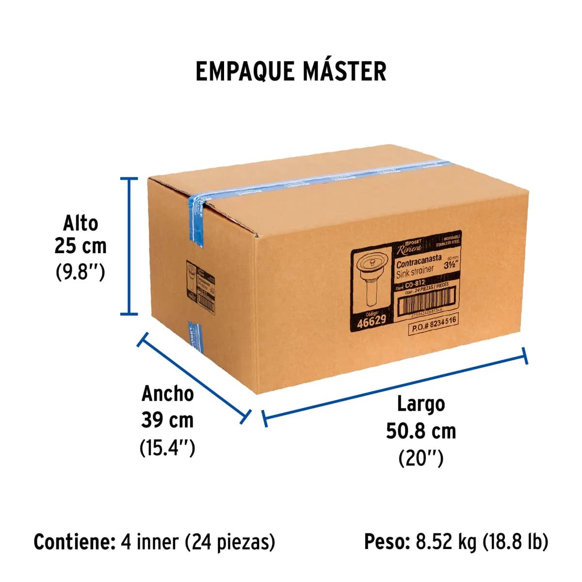 Contracanasta 3 1/2" Inoxidable con Tapa Truper - 46629