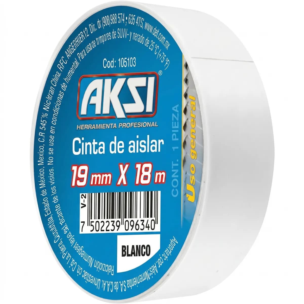 CINTA DE AISLAR BLANCA 19MM X 18M