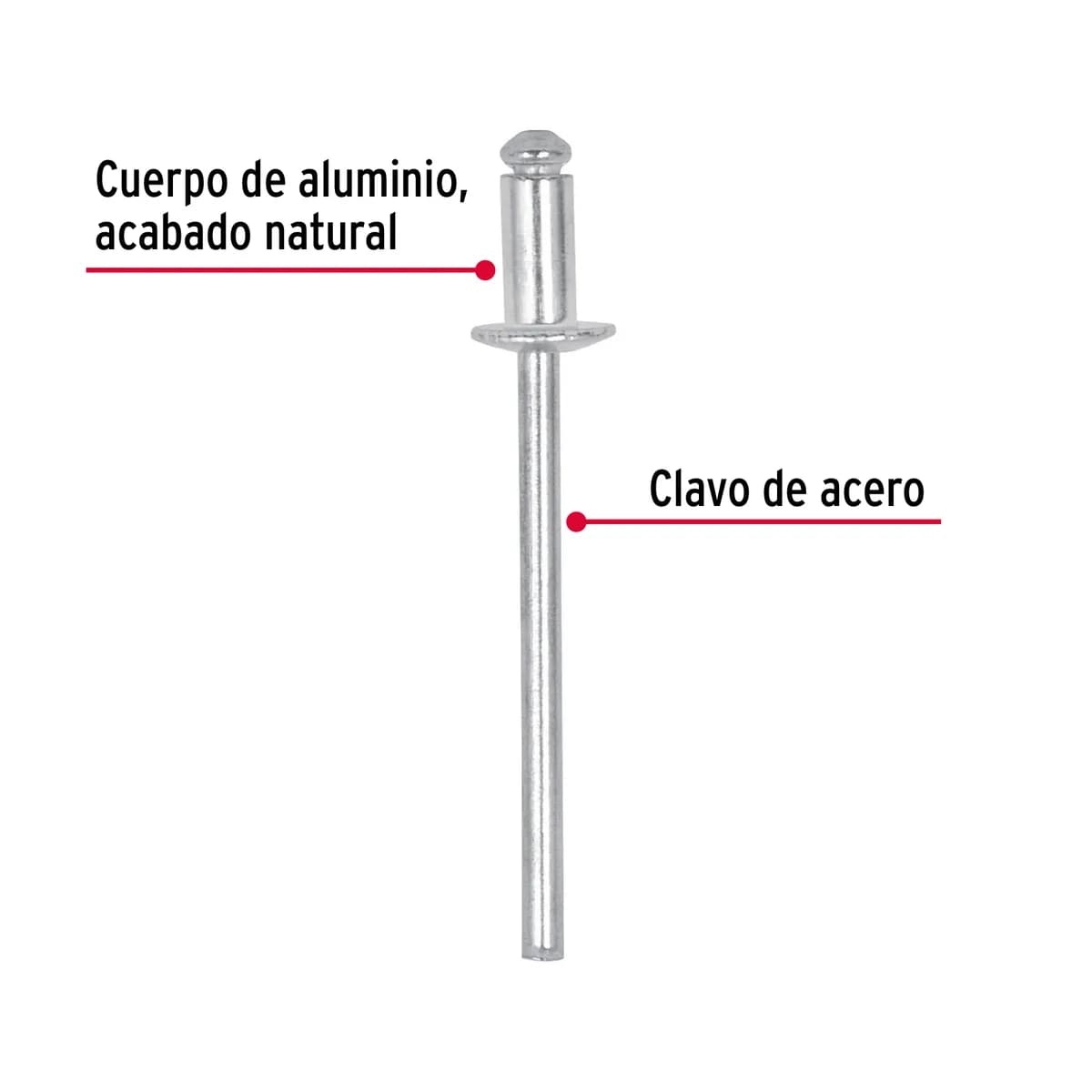 Bolsa con 50 Remaches 1/8" x 1/8" Ala 1/4" Truper - 44518
