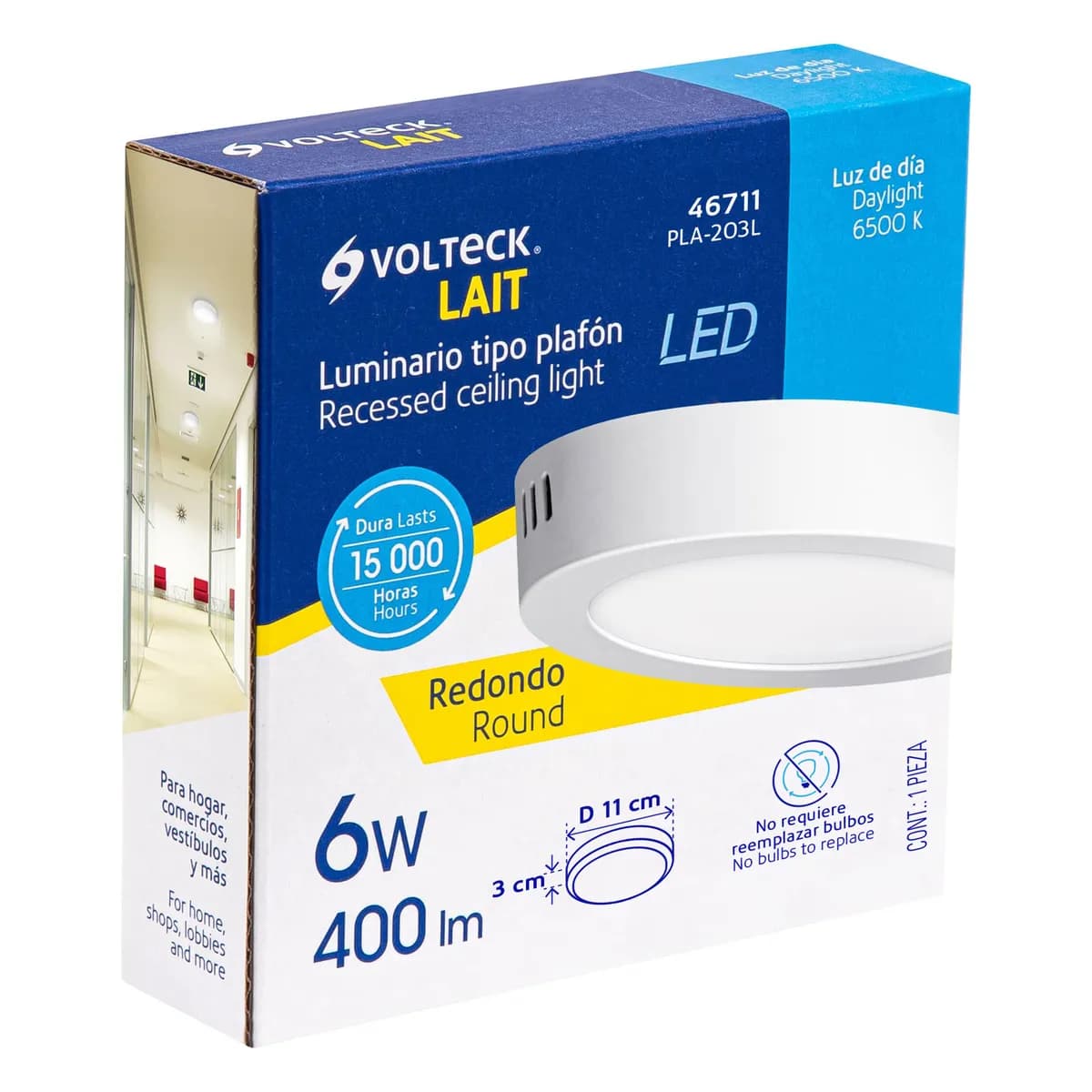 Luminario LED Redondo Blanco 6500 K 18 W Volteck - 46715