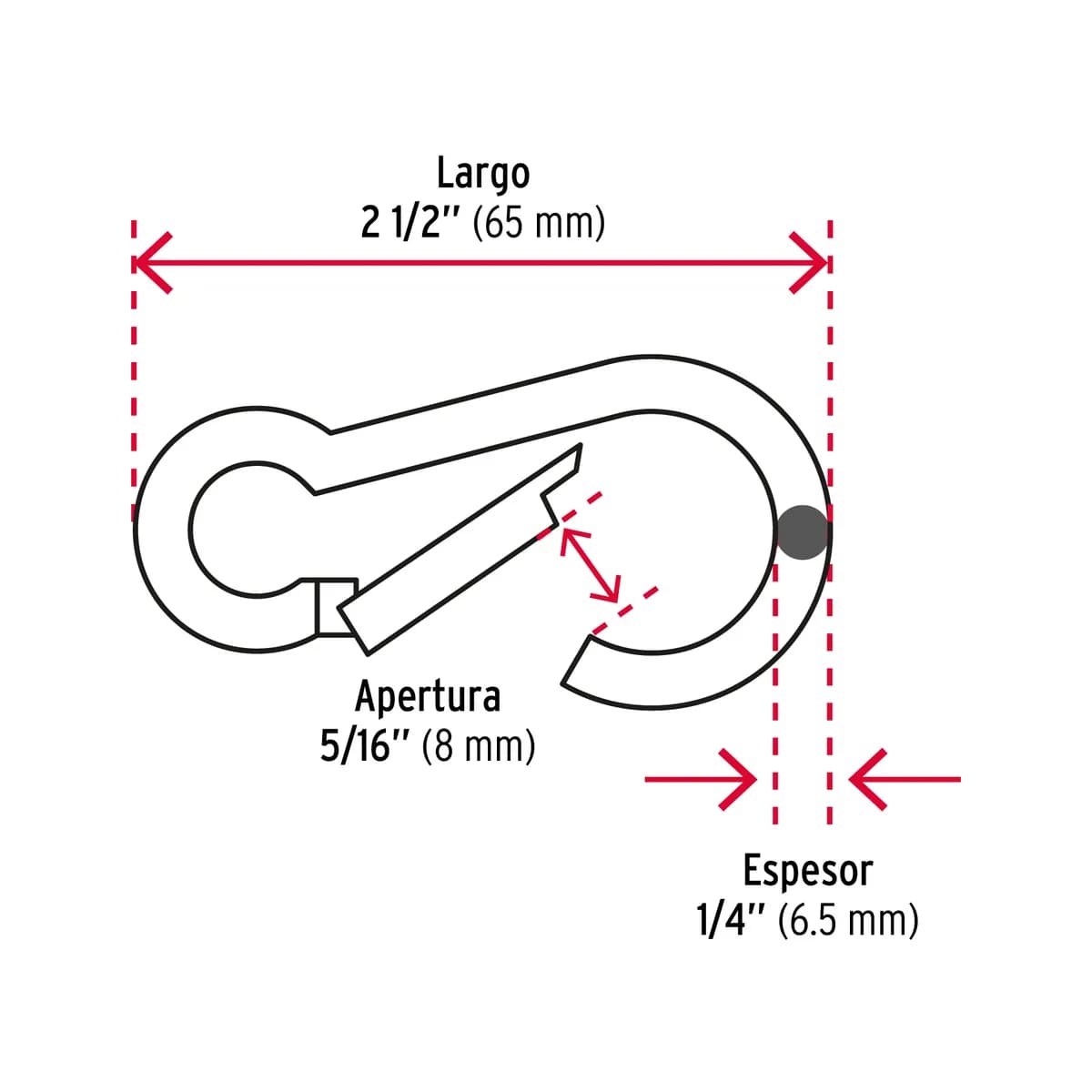 Bandola Mosquetón de Acero 1/4" Fiero - 44038