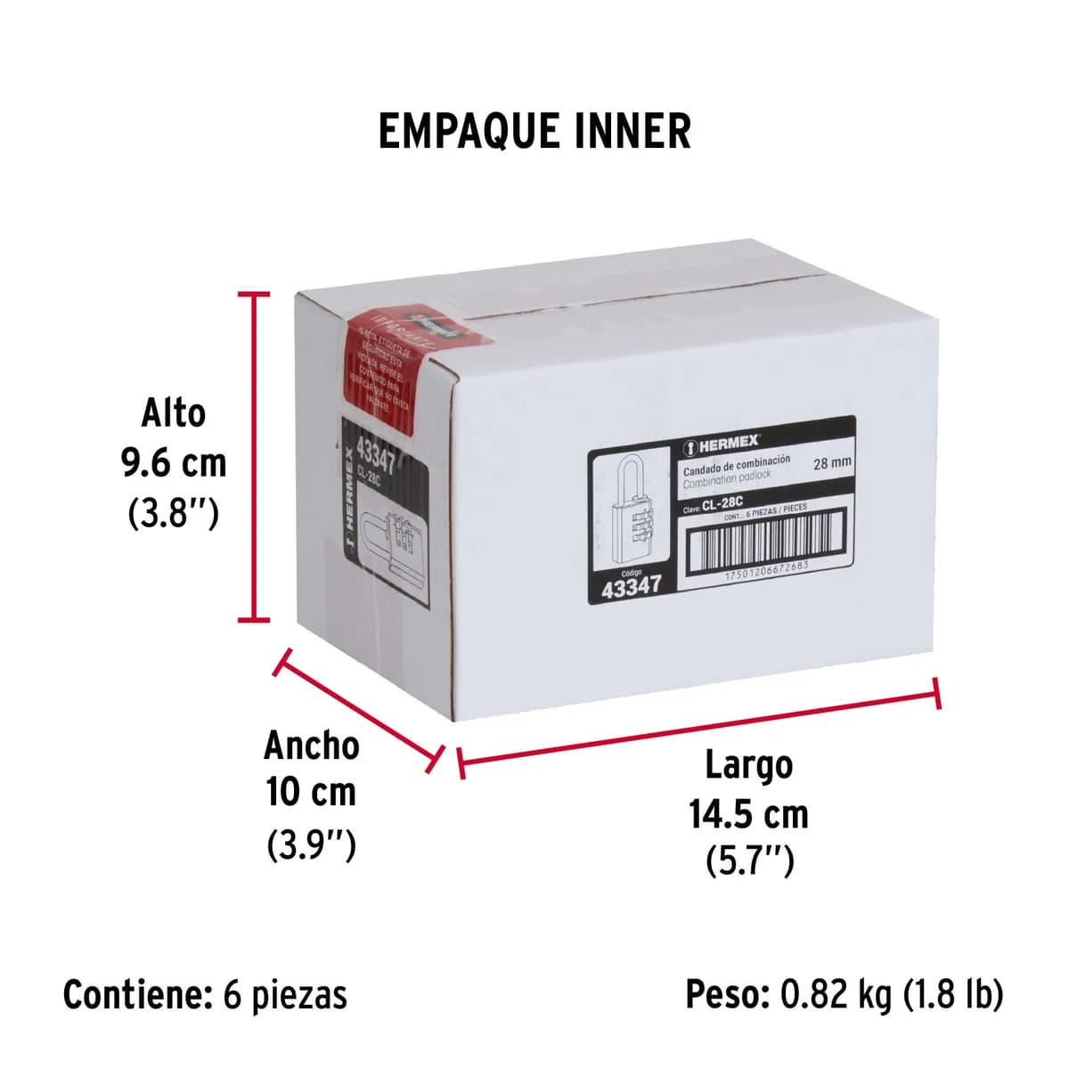Candado de Combinación 28 mm Latón en Blíster Truper - 43347
