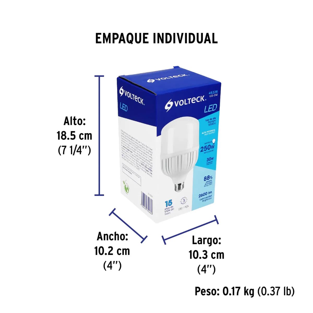 Foco LED de Alta Potencia 30 W (250 W) Luz Fría Volteck - 46226