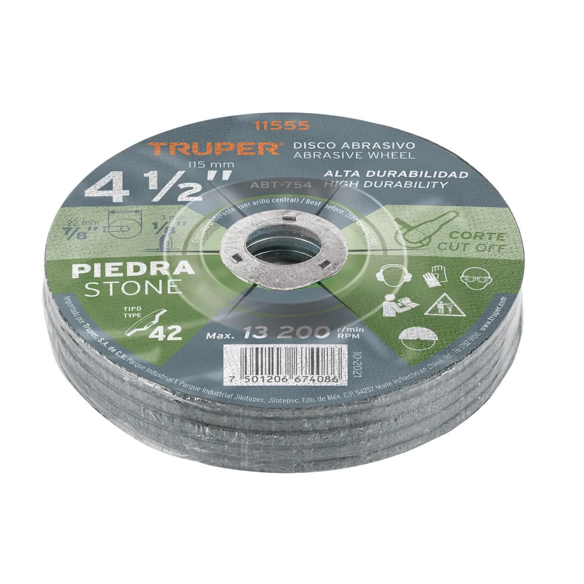 Disco Tipo 42 de 4 1/2" para Corte de Piedra Truper - 11555